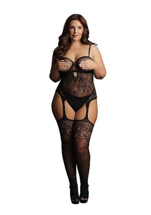Bodystocking met strass steentjes Plus size