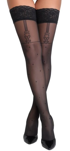 Kousen met dots en ingewerkte jarretel look