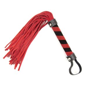 Leather flogger 39cm red/black