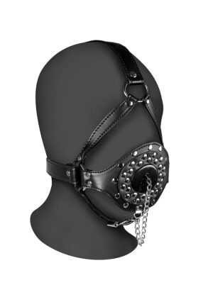 Open Mouth Gag Head Harness with Plug Stopper.