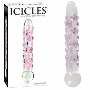 Icicles  Glazen dildo met roze noppen No. 7