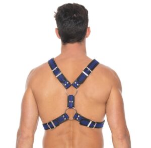 Schotse leren harnas blauw