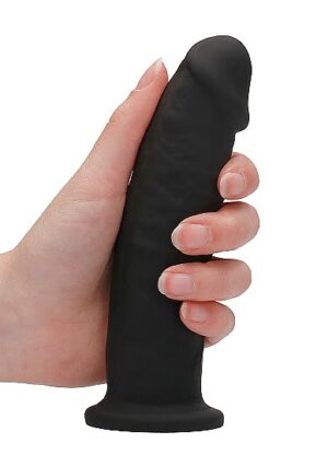 Real Rock – Silicone Dildo zonder Ballen – Zwart – 15.3 cm