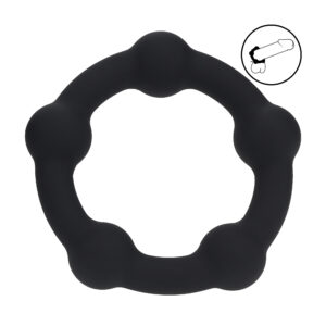 Siliconen Cockring met kralen - S