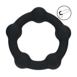 Siliconen Cockring met kralen - M