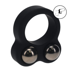Dubbel verzwaarde bal-cockring - zwart