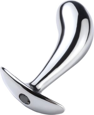 Gebogen Prostaat Plug met Rood Siersteentje Small