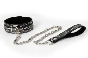 Snake PU Collar with Chain Black/Silver