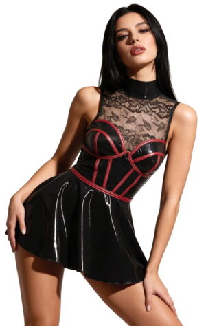 Mouwloze wetlook Mini-Jurk
