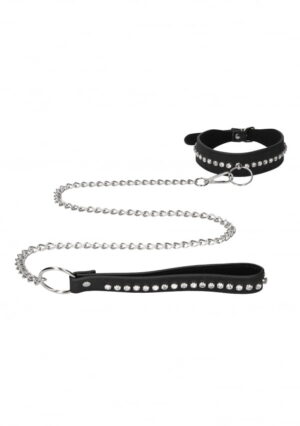 Diamantbezette halsband met riem