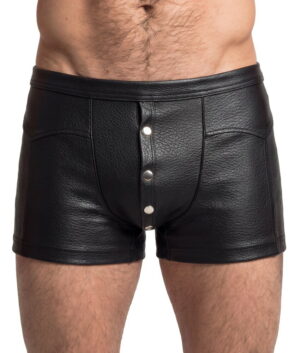 Imitatieleer Broek met Drukknopen Zwart